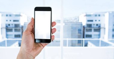 El tutma telefon şehir pencere ile dijital bileşik