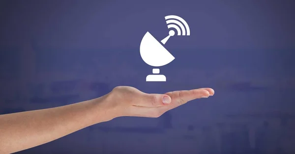 Digitales Komposit Der Hand Mit Wifi Signal Symbol — Stockfoto