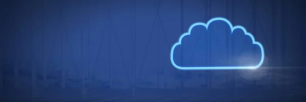 Compuesto Digital Icono Nube Con Fondo Azul — Foto de Stock