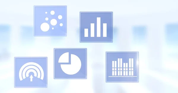 Digital Composite Business Chart Statistic Icons — Stock Photo, Image