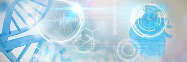Açıklayıcı bir mavi renkli kalp dna sarmalının ile dijital arka plan görüntüsünü