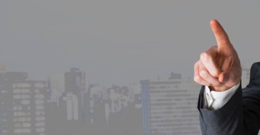 El ile gri arka plan işaret dijital bileşik