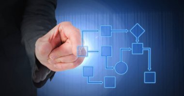 Mavi tel kafes dokunmadan el dijital bileşik