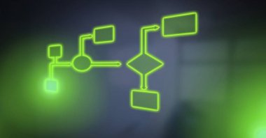 Yeşil tel kafes ışıklı dijital bileşik