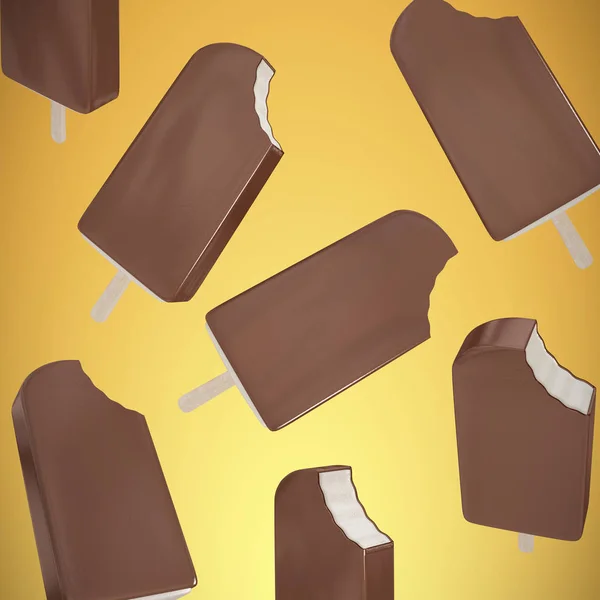 Chocolate Ice Cream Abstract Yellow Background — Stock Photo, Image
