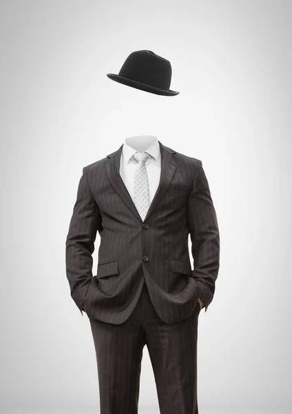 Digitale Composiet Van Headless Man Met Surrealistische Zwevende Hoed — Stockfoto