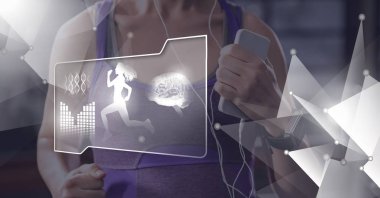 Dijital bileşik Athletic sağlık arayüzü ile egzersiz kadın uygun