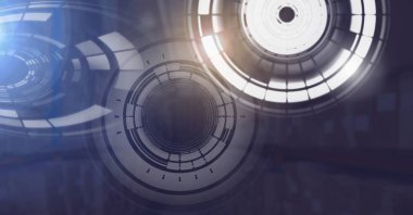 Glowing daire teknoloji arabiriminin dijital bileşik