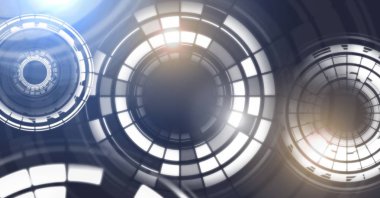 Glowing daire teknoloji arabiriminin dijital bileşik