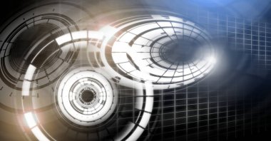 Glowing daire teknoloji arabiriminin dijital bileşik