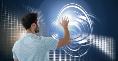 Daire arabirimi dokunmadan adamın dijital bileşik