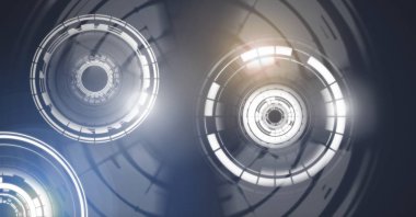 Glowing daire teknoloji arabiriminin dijital bileşik