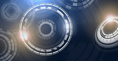 Glowing daire teknoloji arabiriminin dijital bileşik