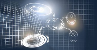 Glowing daire teknoloji arabiriminin dijital bileşik