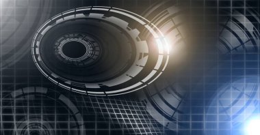 Glowing daire teknoloji arabiriminin dijital bileşik