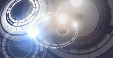 Glowing daire teknoloji arabiriminin dijital bileşik