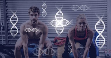 Athletic dijital bileşik çift genetik Biyoloji arayüzü ile spor salonunda uygun