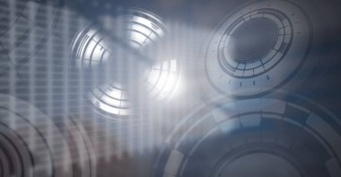 Glowing daire teknoloji arabiriminin dijital bileşik