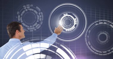 Daire arabirimi dokunmadan adamın dijital bileşik