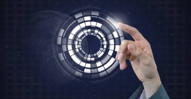 Daire arabirimi dokunmadan el dijital bileşik