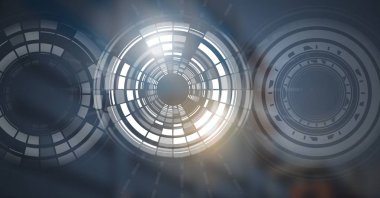 Glowing daire teknoloji arabiriminin dijital bileşik