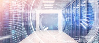 Sunucuların boş koridor karşı objektif arabirimin grafik görüntüsü