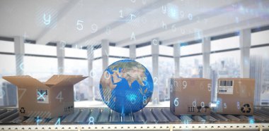 Virüs arka planı şehir manzaralı modern oda