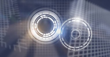 Glowing daire teknoloji arabiriminin dijital bileşik