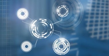 Glowing daire teknoloji arabiriminin dijital bileşik