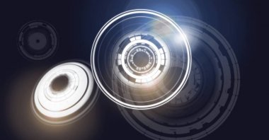 Glowing daire teknoloji arabiriminin dijital bileşik