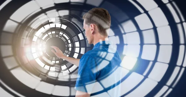 Digital Composite Man Touching Circle Interface — Stock Photo, Image