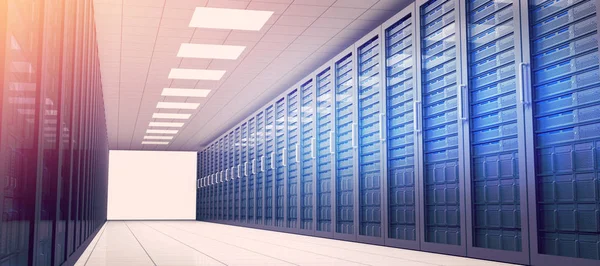 Interno Del Corridoio Vuoto Dei Server Tower Nel Data Center — Foto Stock
