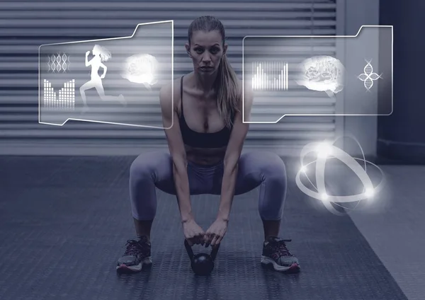 Dijital Bileşik Athletic Sağlık Arayüzü Ile Egzersiz Kadın Uygun — Stok fotoğraf