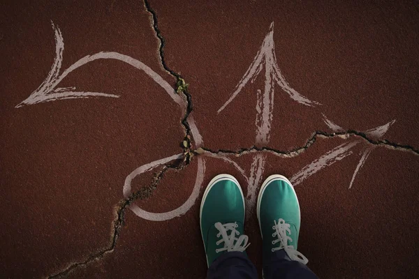 Man Standing White Background Crack Ground — Stock Photo, Image