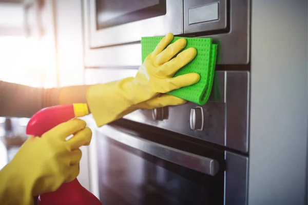 Cropped Image Hand Cleaning House Chores Home — Stock Photo, Image