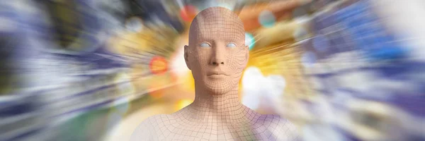 Elektronik Devre Kartı Karşı Kahverengi Adamın Dijital Görüntü — Stok fotoğraf