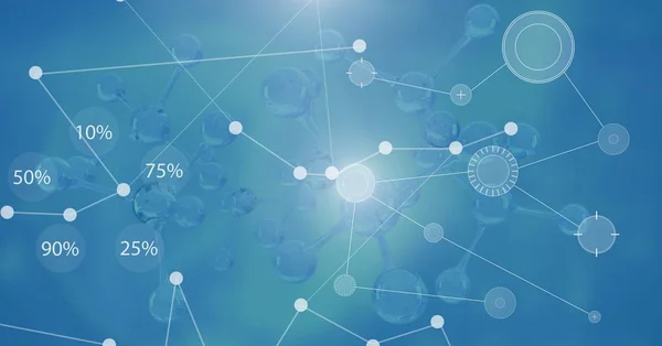 Composito Digitale Interfaccia Sovrapposizione Statistiche Connessione Grafica Con Background Scientifico — Foto Stock