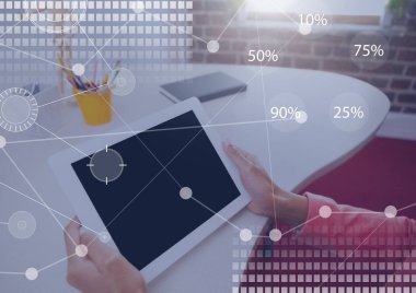 İş yer paylaşımı arabirimi dijital bileşik elleriniz ve tablet