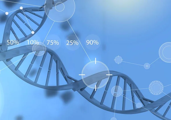 医療科学 Dna 遺伝学の背景と接続統計グラフィックスのインタ フェースのオーバーレイのデジタル合成 — ストック写真