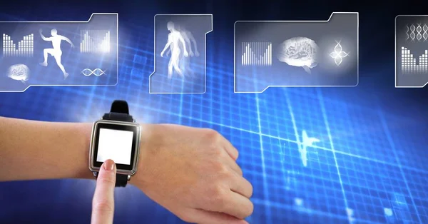 Digital composite of Human health and fitness interface and smart watch tracking