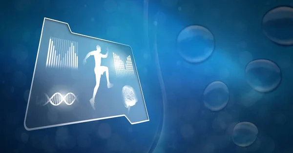 Cyfrowy Kompozytowy Ludzkiego Zdrowia Fitness Interfejs Tło Woda Niebieski — Zdjęcie stockowe