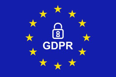 Avrupa Birliği bayrağı ve gdpr işareti Close-Up