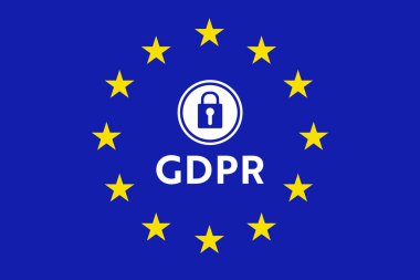 Avrupa Birliği bayrağı ve gdpr işareti Close-Up