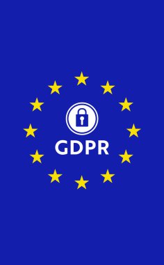 Avrupa Birliği bayrağı ve gdpr işareti Close-Up