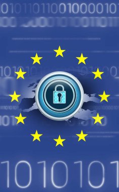 Yakın çekim emniyet konsepti ile Avrupa Birliği bayrağı