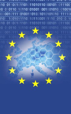 Yakın çekim ikili kodları ile Avrupa Birliği bayrağı