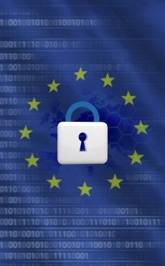 Yakın çekim emniyet konsepti ile Avrupa Birliği bayrağı