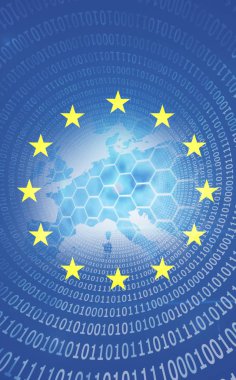 Yakın çekim ikili kodları ile Avrupa Birliği bayrağı