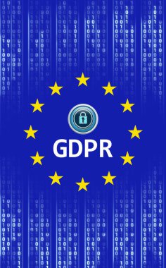 Avrupa Birliği bayrağı ve gdpr işareti Close-Up
