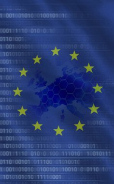 Yakın çekim ikili kodları ile Avrupa Birliği bayrağı